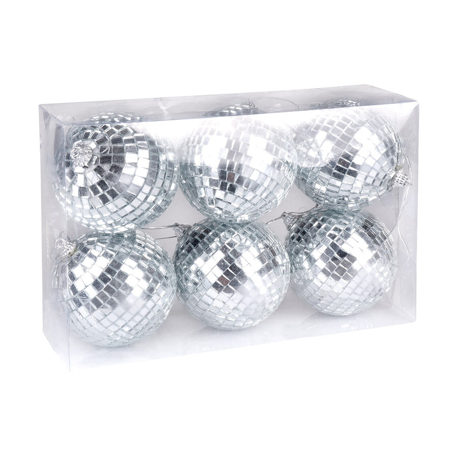 Mini discoballen - 6 stuks - zilver