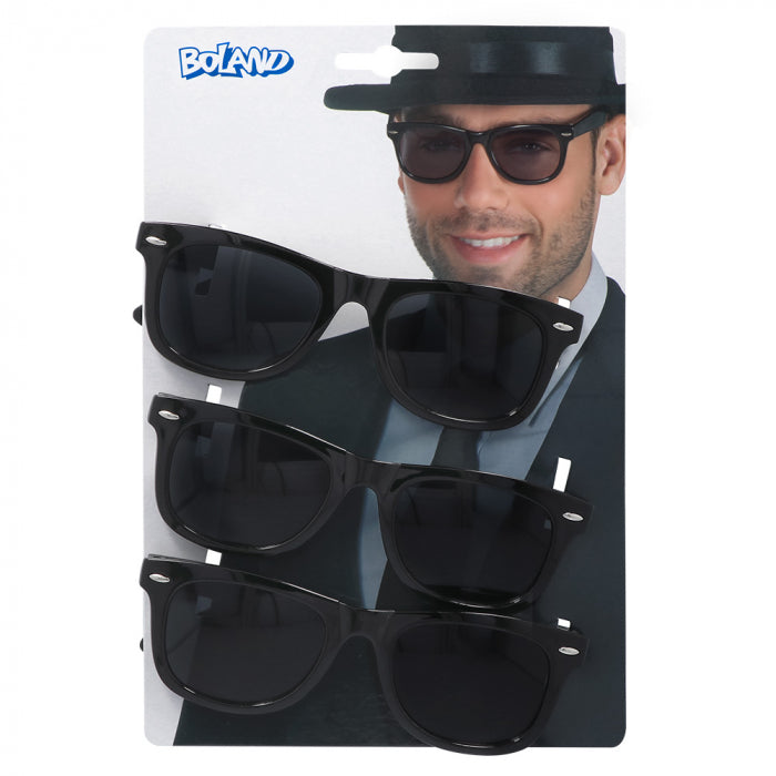 Partybrillen Blues - 3 stuks