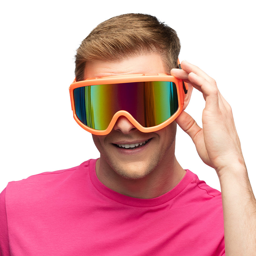 Skibril Party - neon oranje