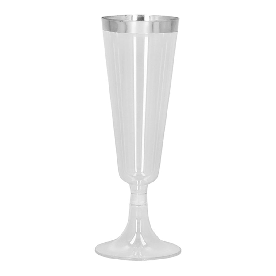 Plastic Champagneglazen zilver - 4 stuks - 14 cl