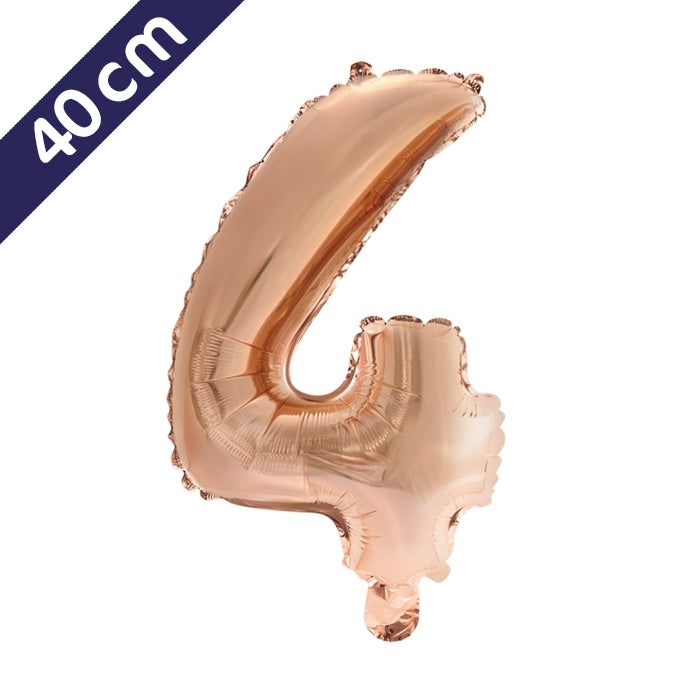 Cijferballon - roségoud - cijfer 4 - 40 cm