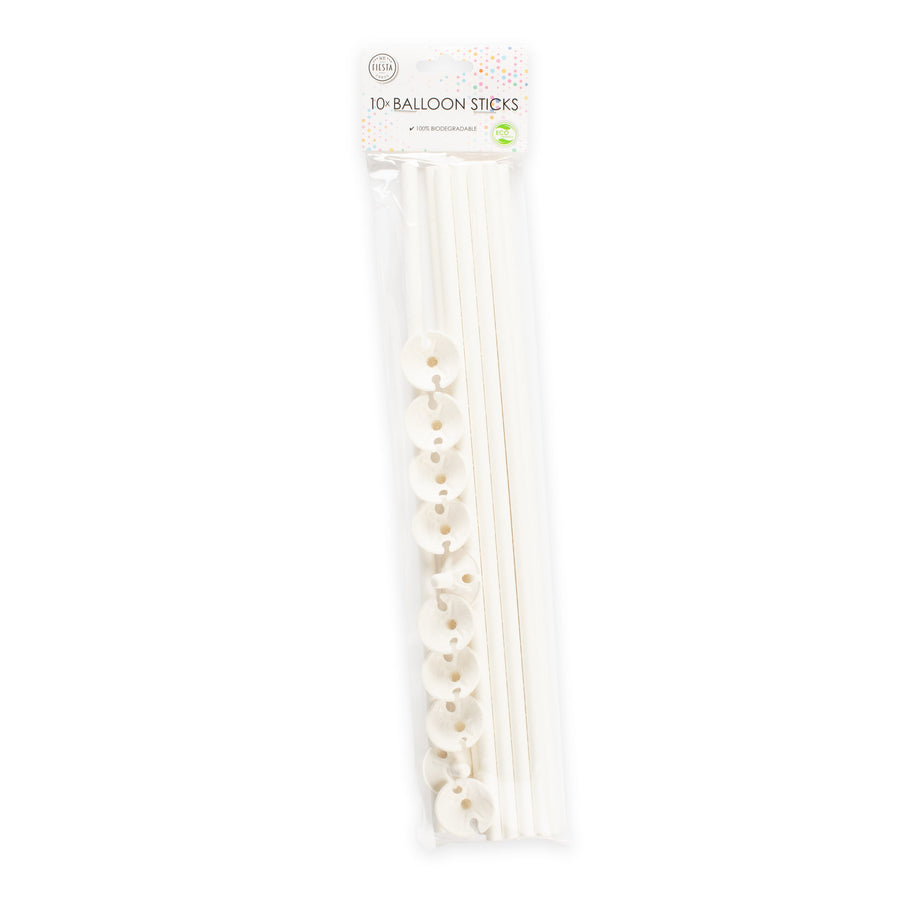 Ballonstokjes - 10 stuks - 40 cm - wit
