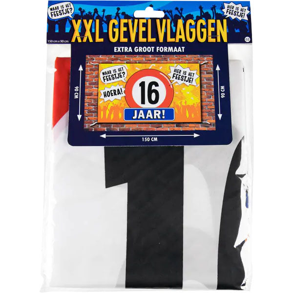 16 jaar Gevelvlag XXL - 90 x 150 cm
