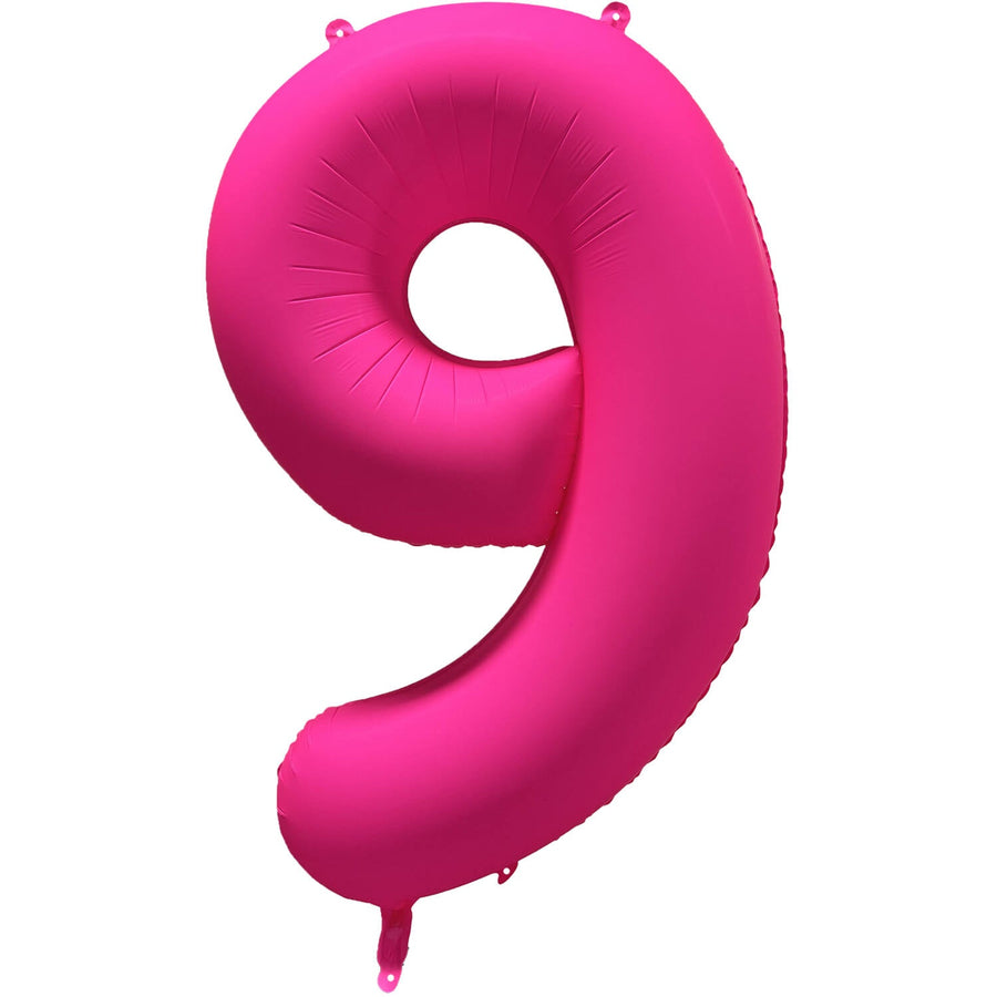 Cijferballon - NEON roze - cijfer 9 - 86 cm