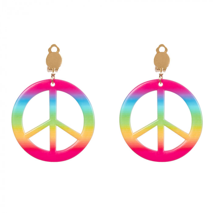 Hippie setje de luxe (hoofdband + partybril + oorbellen en ketting)