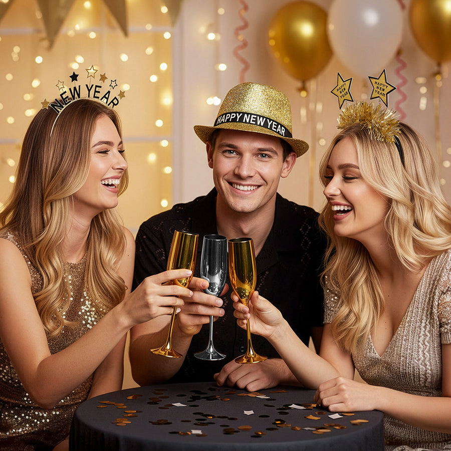 Gouden plastic champagneglas