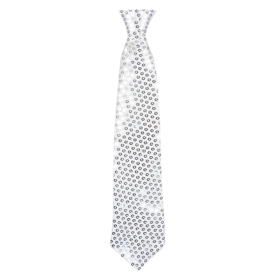 Stropdas pailletten - zilver