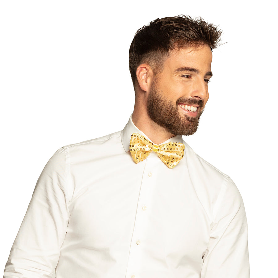Vlinderdas pailletten - goud