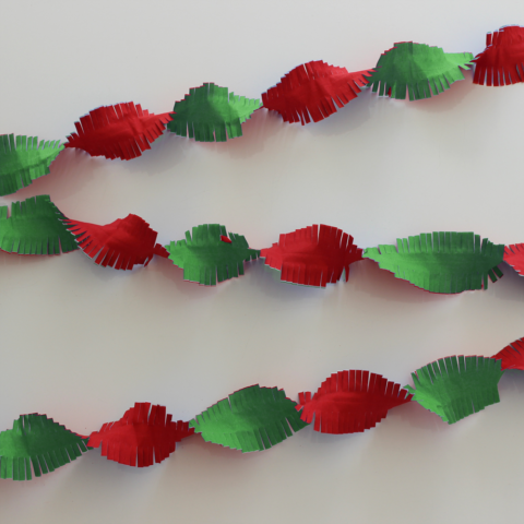 Crêpeslinger - 24 meter - rood / geel / groen - Brandvertragend