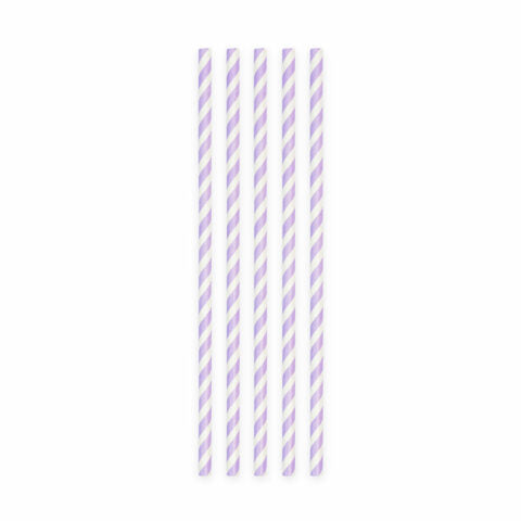 Papieren rietjes - 20 stuks - 6 mm x 197 mm - lichtpaars
