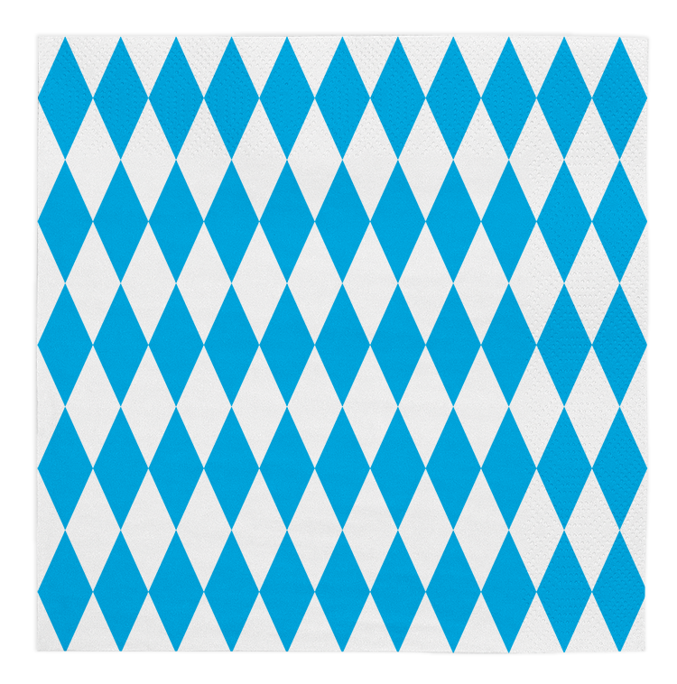 Oktoberfest servetten - wit / blauw geruit - 20 stuks