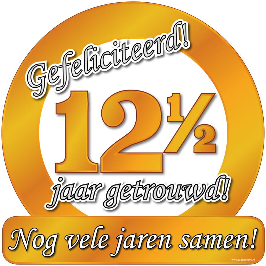 Huldeschild - 50 x 50 cm - 12,5 jaar getrouwd