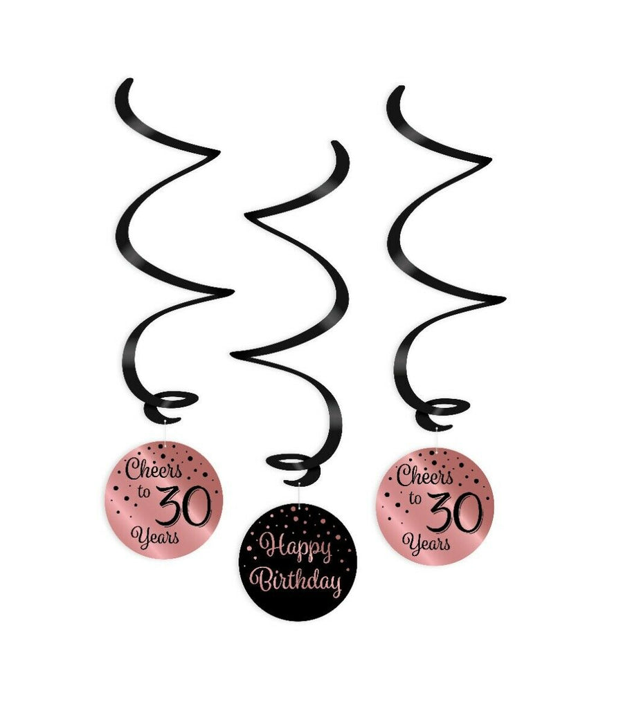 30 jaar Swirl slingers - 3 stuks - roze en zwart