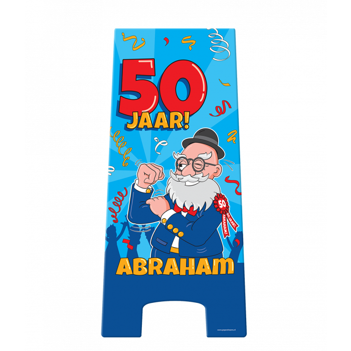 Abraham Stoepbord - 58 x 24 cm - cartoon - 50 jaar