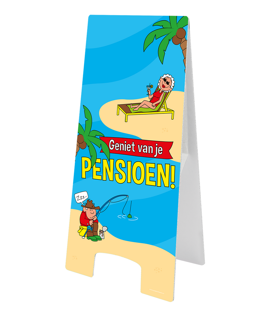 Pensioen Stoepbord - 58 x 24 cm - cartoon