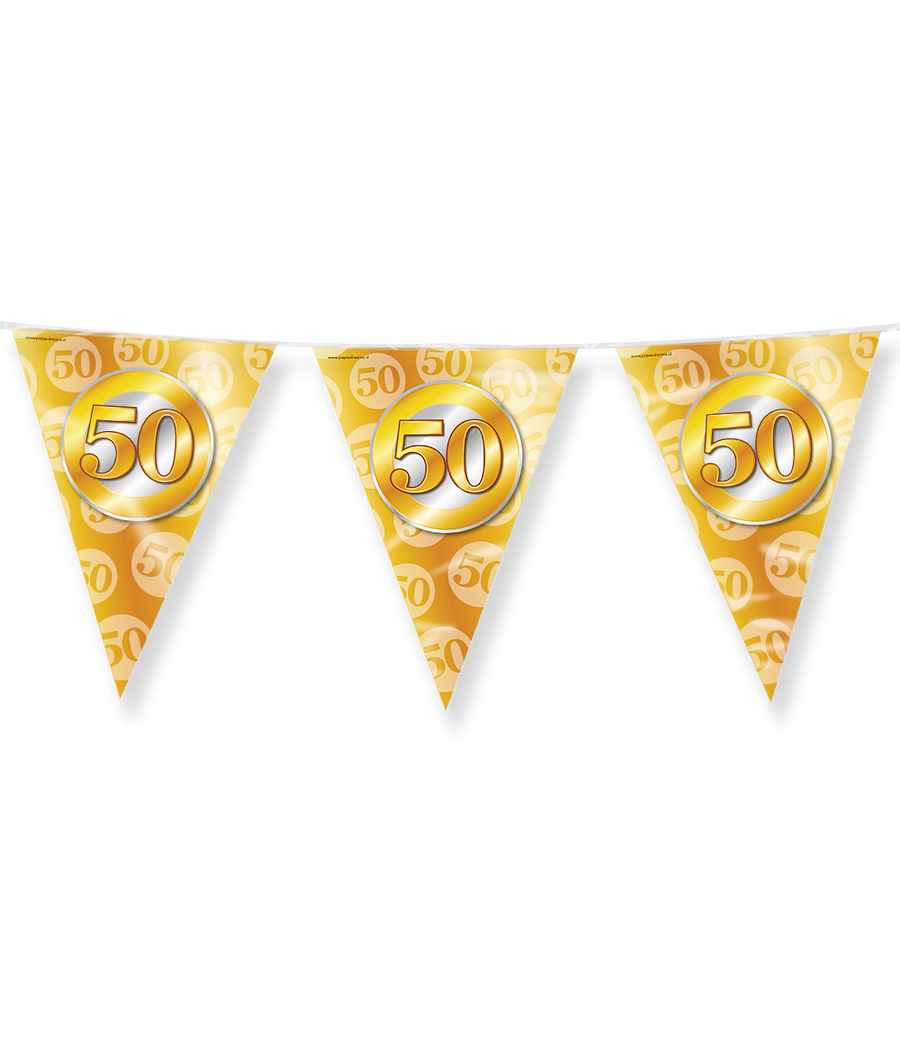 50 jaar getrouwd Vlaggenlijn / slinger - 10 meter vlaggetjes