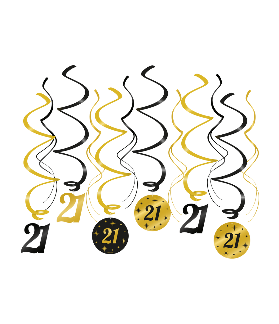 21 jaar Swirl slingers - 6 stuks - goud en zwart - Classy