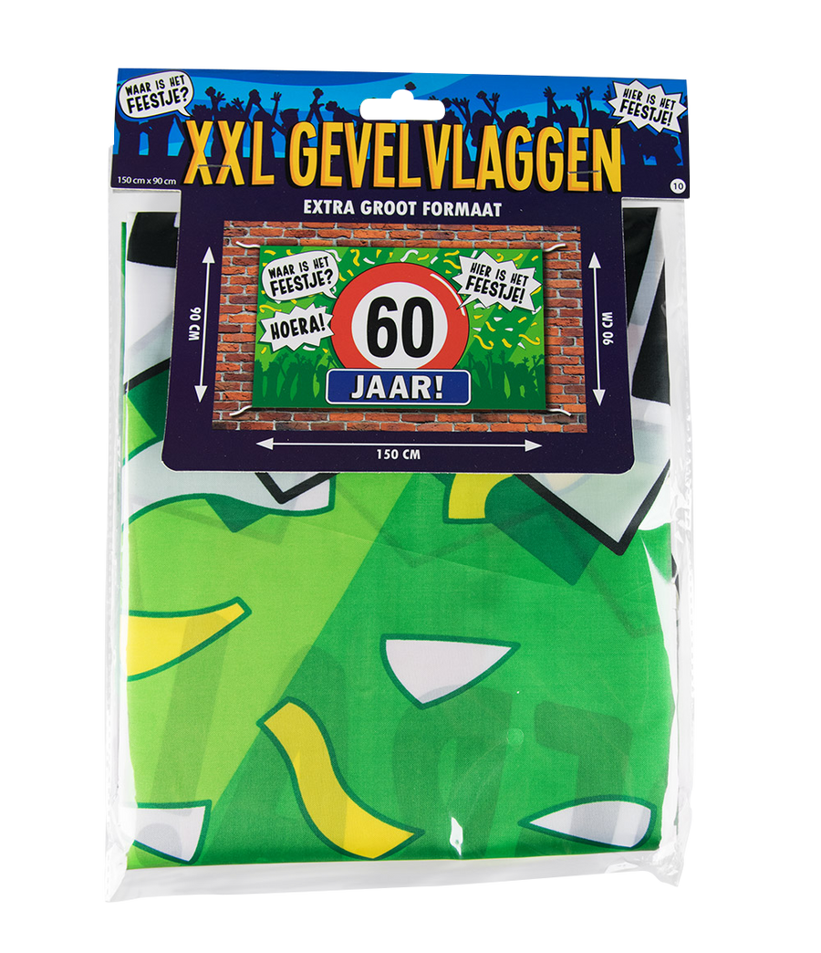 60 jaar Gevelvlag XXL - 90 x 150 cm