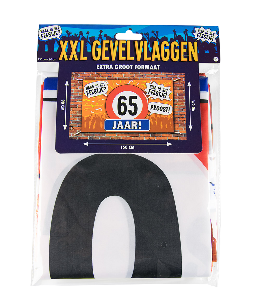 65 jaar Gevelvlag XXL - 90 x 150 cm