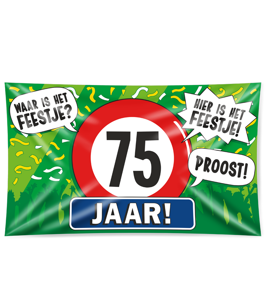 75 jaar Gevelvlag XXL - 90 x 150 cm