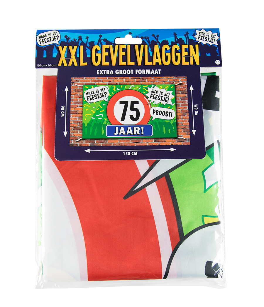 75 jaar Gevelvlag XXL - 90 x 150 cm