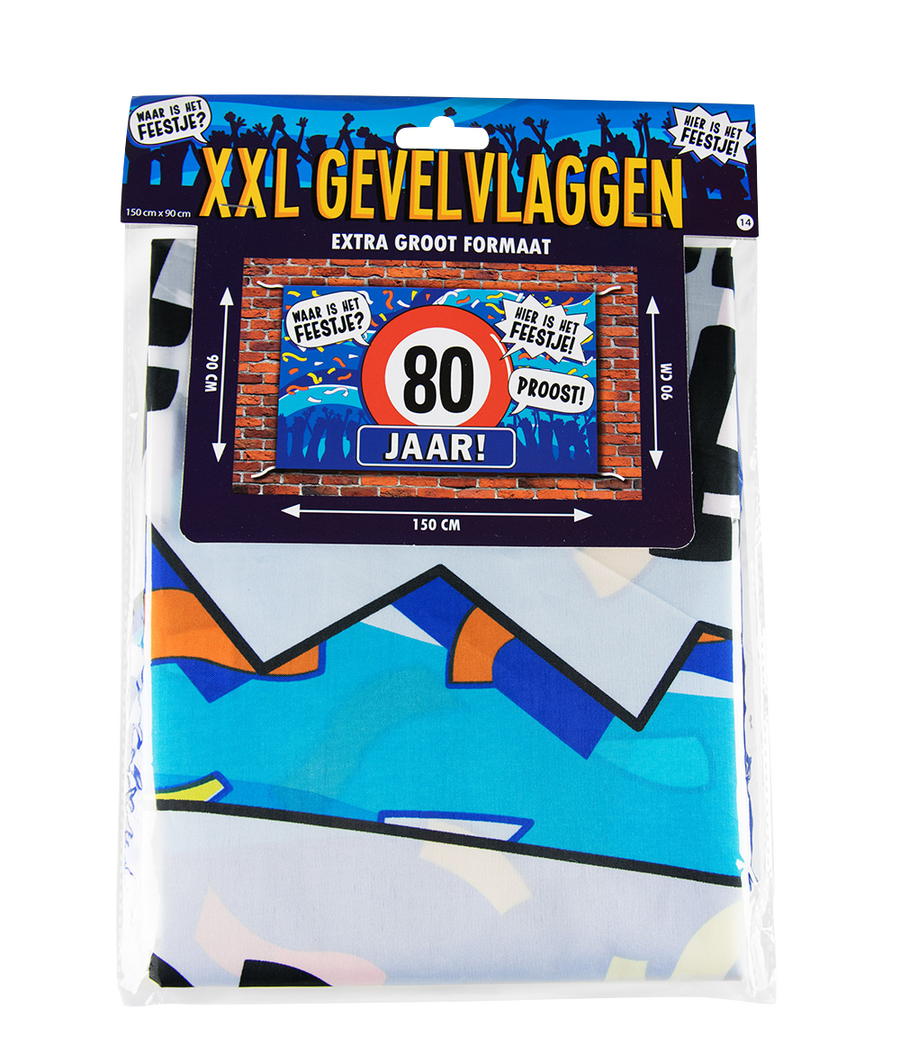 80 jaar Gevelvlag XXL - 90 x 150 cm