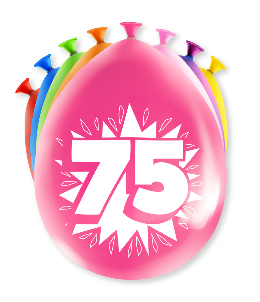 75 jaar Ballonnen - 8 stuks - 30 cm