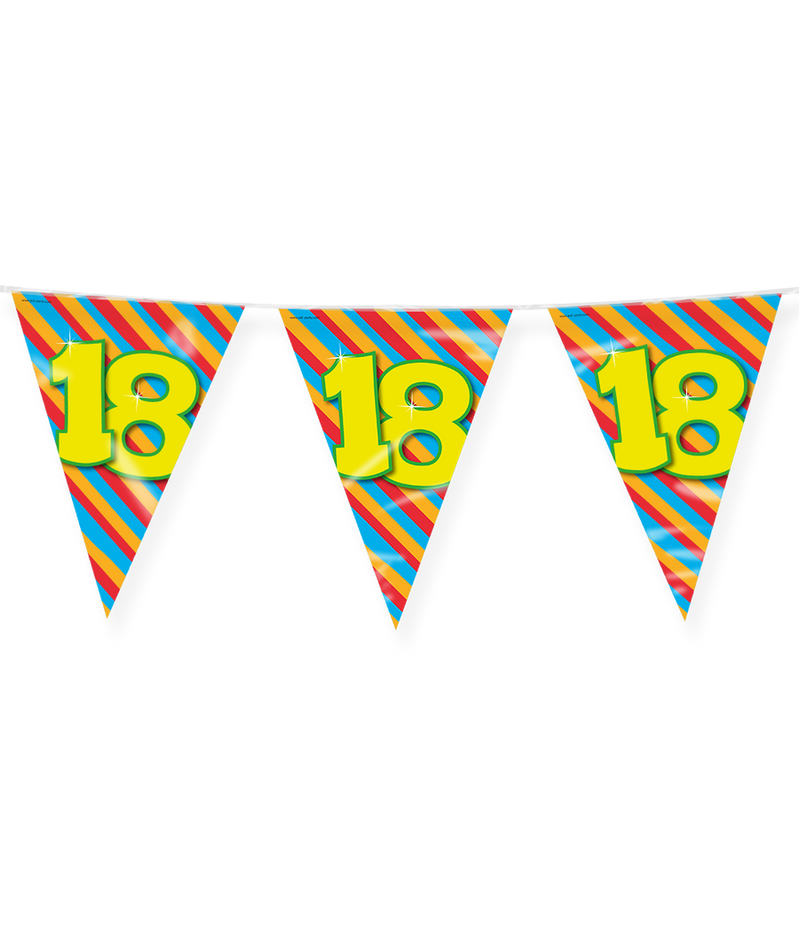 18 jaar Vlaggenlijn / slinger - 10 meter - Happy vlaggetjes