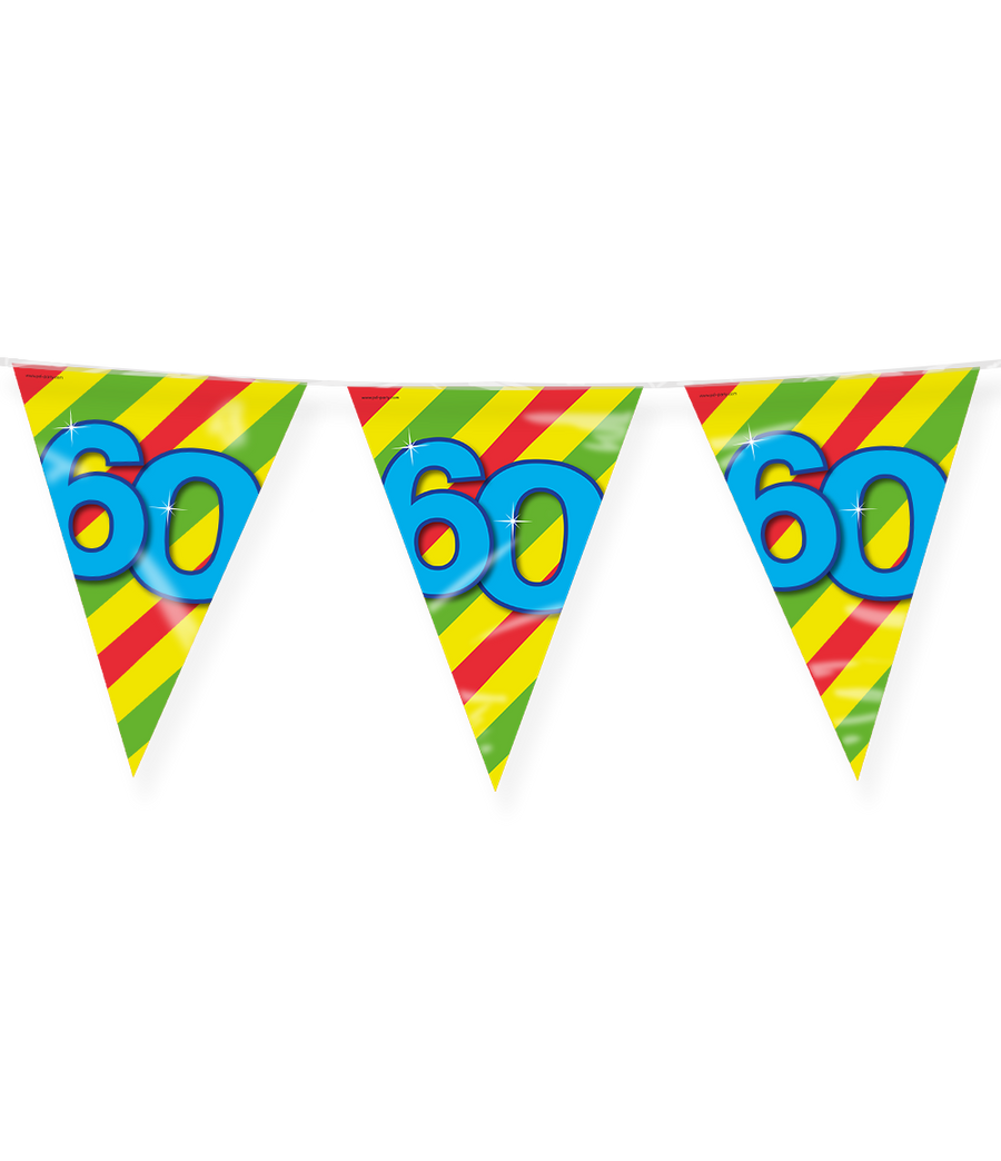 60 jaar Vlaggenlijn / slinger - 10 meter - Happy vlaggetjes