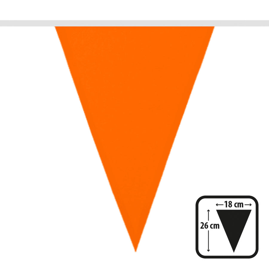 Polyester vlaggenlijn / slinger - 6 meter - oranje vlaggetjes