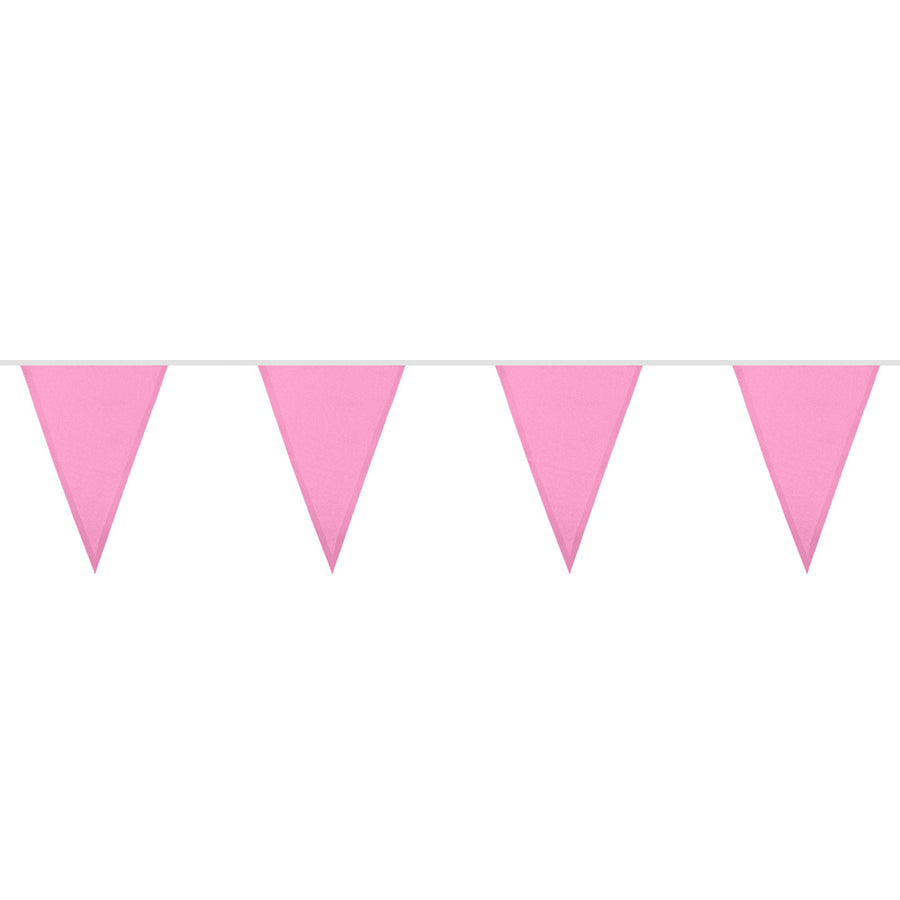 Polyester vlaggenlijn / slinger - 6 meter - licht roze vlaggetjes