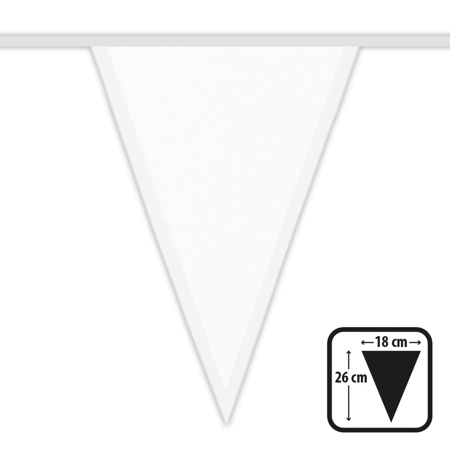Polyester vlaggenlijn / slinger - 6 meter - wit vlaggetjes