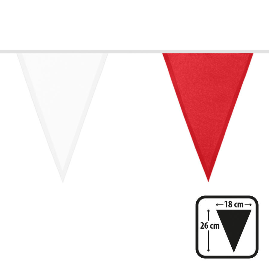 Polyester vlaggenlijn / slinger - 6 meter - rood / wit vlaggetjes