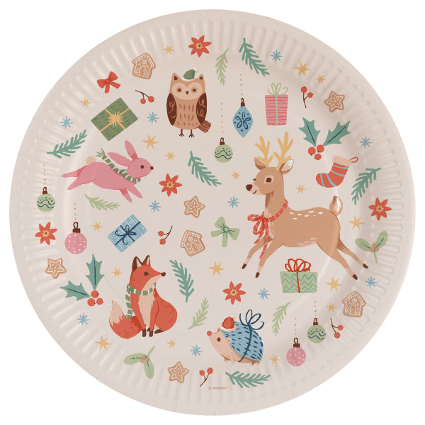 Kerst bordjes - 8 stuks - 23 cm - Winter Woodland