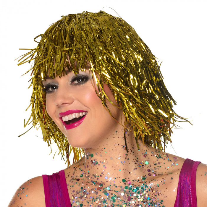 Pruik - metallic goud