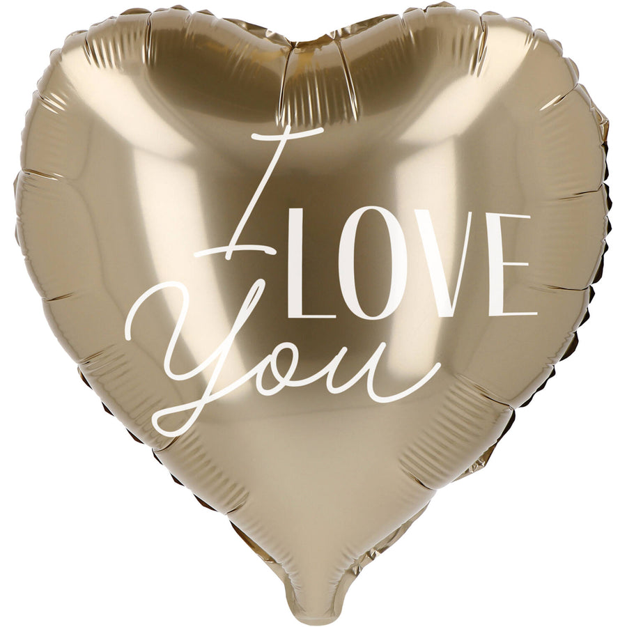 Folieballon XXL hart - I Love You - 98 cm - goud