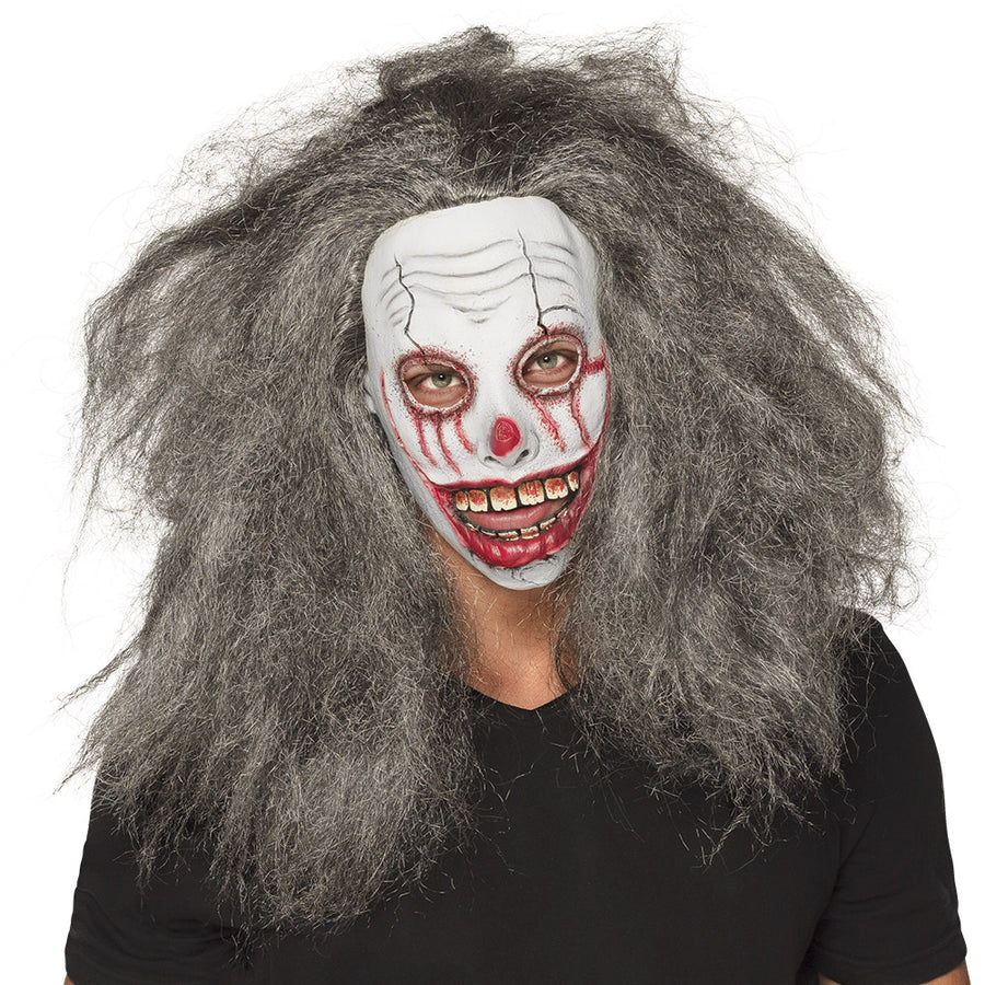 Zombie masker clown met pruik