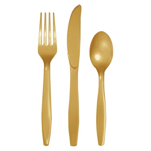 Plastic Bestekset - 24 delig - goud