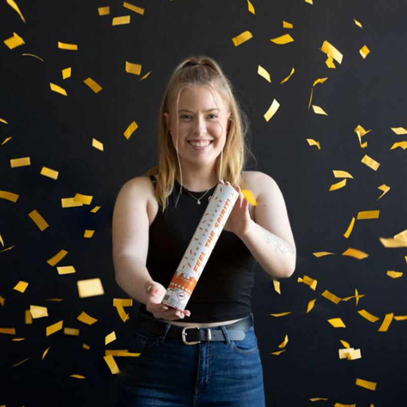 Confettikanon - oranje - papier - 28 cm