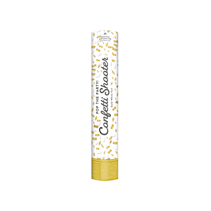 Confetti shooter - 40 cm - goud wit
