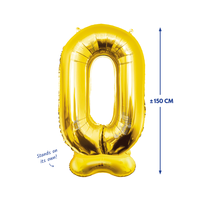XXL Cijferballon - cijfer 0 staand - goud - 150 cm