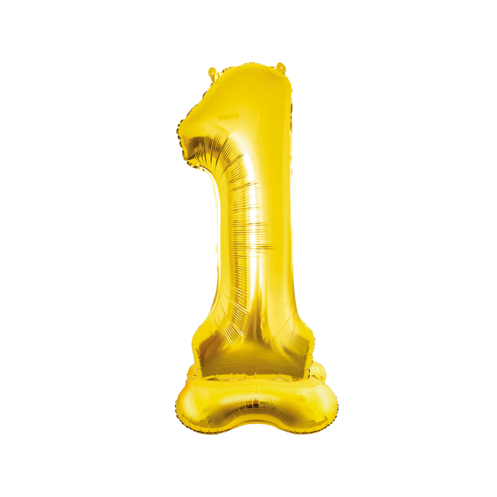 XXL Cijferballon - cijfer 1 staand - goud - 150 cm