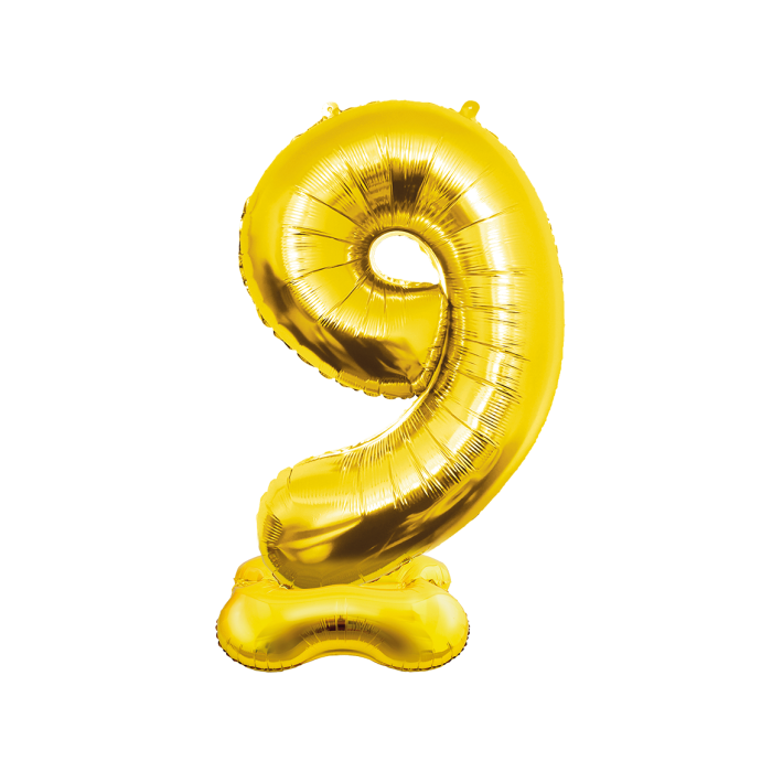 XXL Cijferballon - cijfer 9 staand - goud - 150 cm