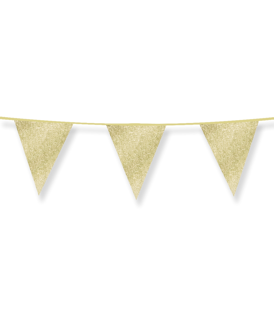 Vlaggenlijn / slinger - 6 meter - glitter goud vlaggetjes