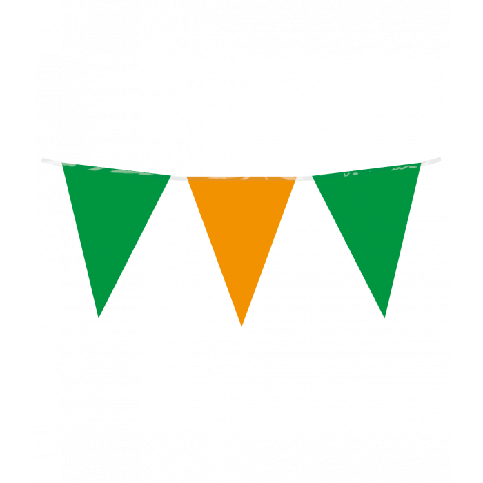 Vlaggenlijn / slinger - 10 meter - groen / oranje vlaggetjes