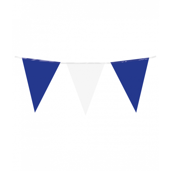 Vlaggenlijn / slinger - 10 meter - blauw / wit vlaggetjes