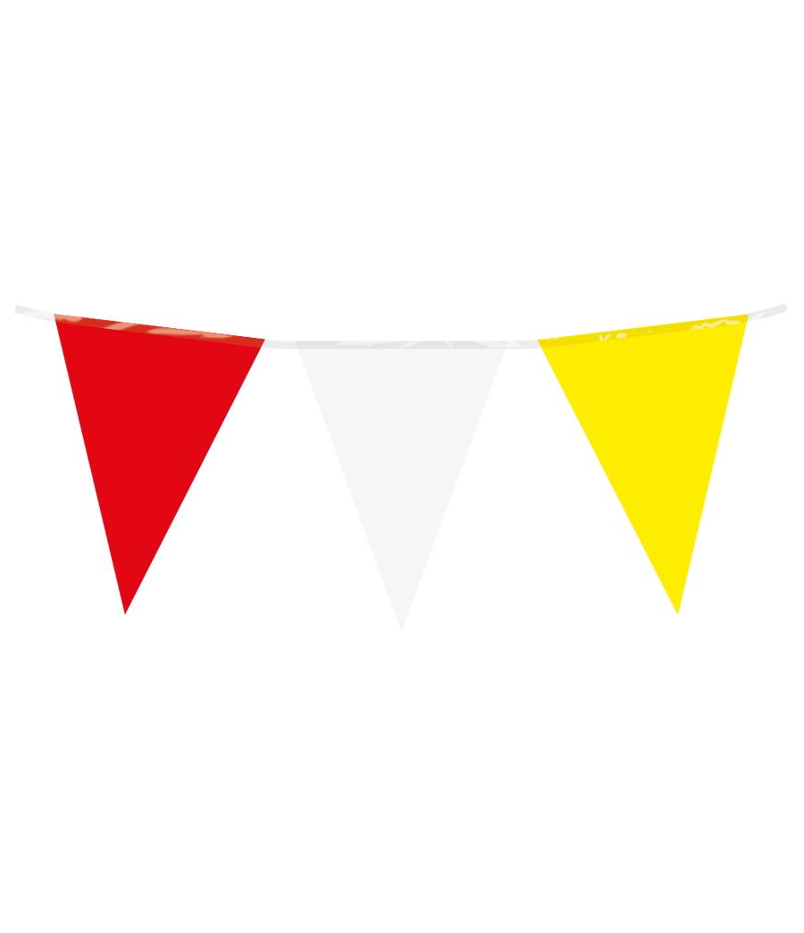 Vlaggenlijn / slinger - 10 meter - rood / wit / geel vlaggetjes