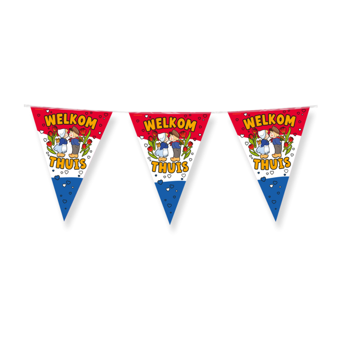 Welkom thuis Vlaggenlijn / slinger - 10 meter - vlaggetjes