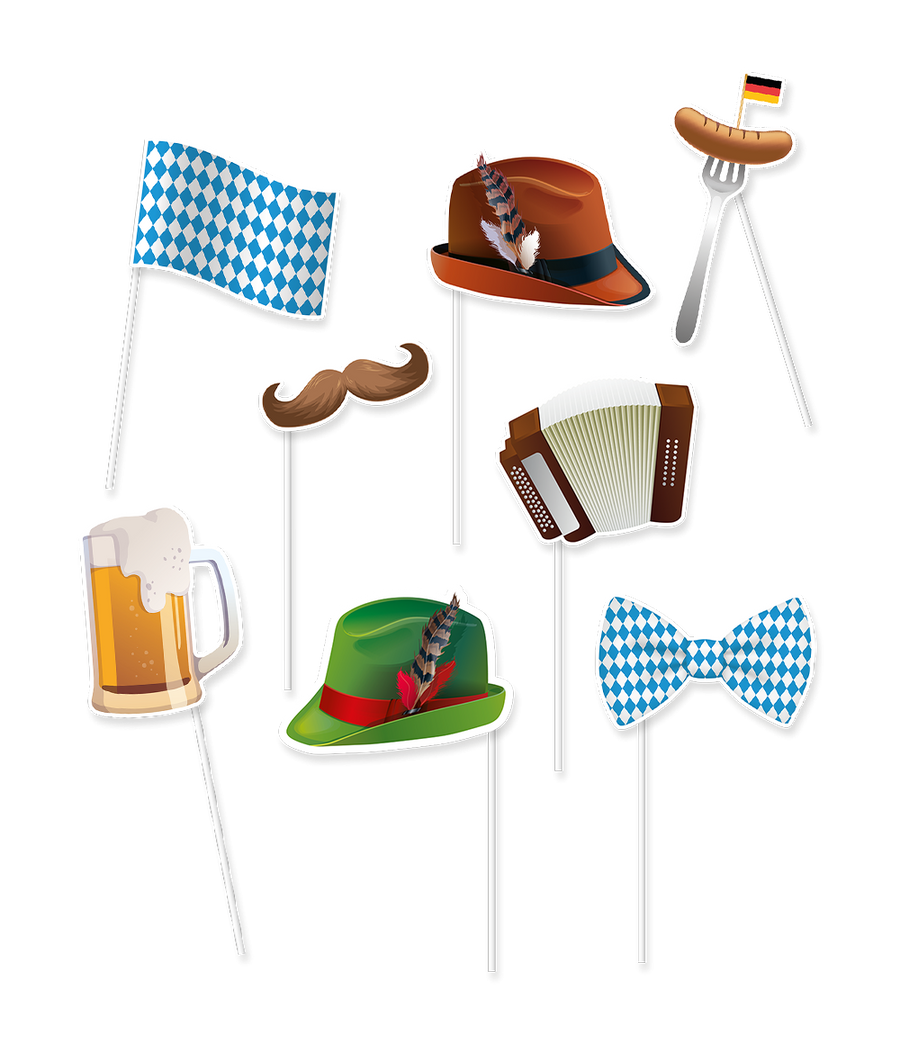 Oktoberfest Photobooth props - 8 stuks