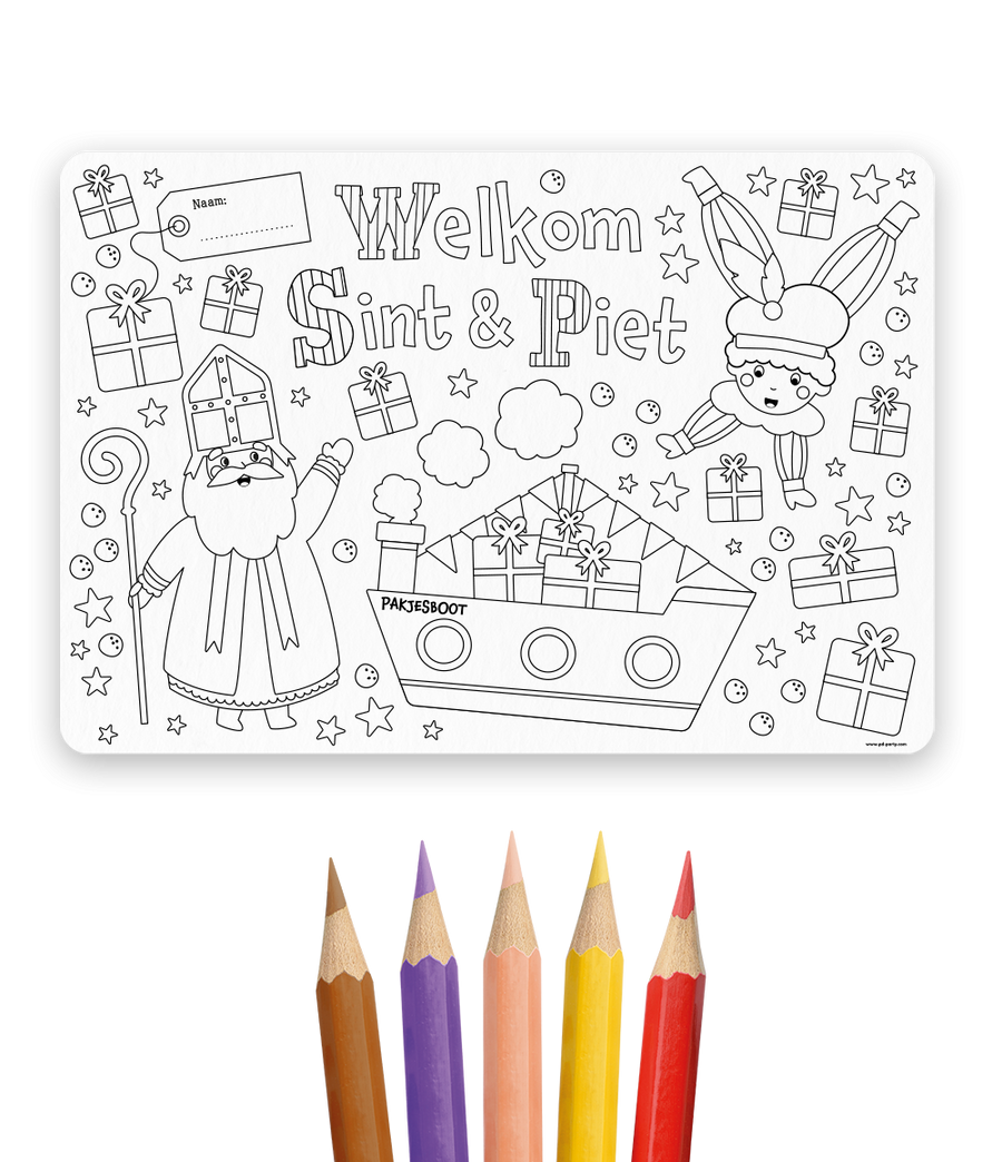 Placemat Sinterklaas - 4 stuks (incl. potloden)